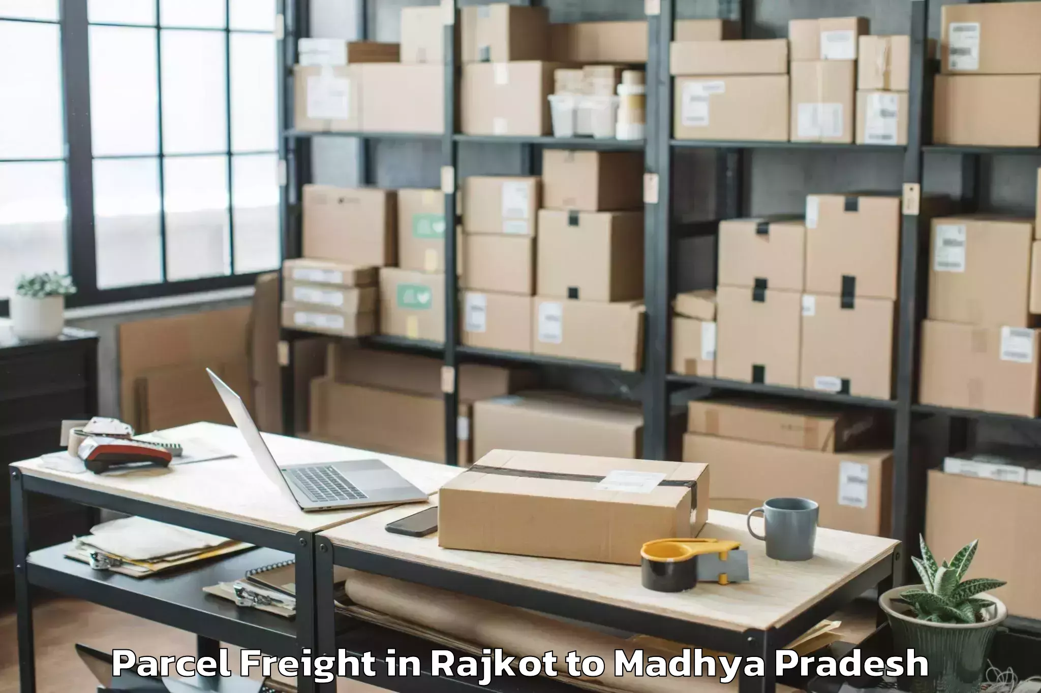 Top Rajkot to Dabra Pichhore Parcel Freight Available